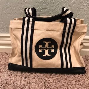 Canvas and leather mini bag.